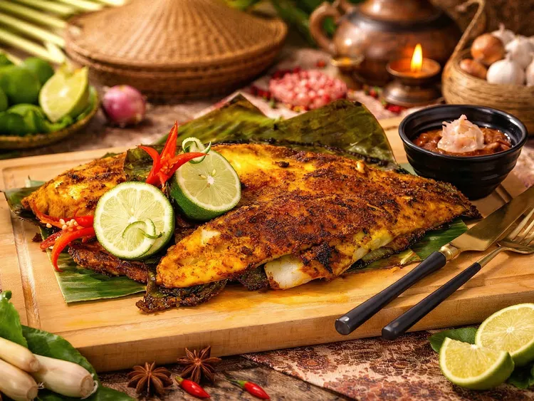 「馬來西亞香蕉葉烤魚」裹滿辛香料的鮮魚在香蕉葉中慢烤入味，鎖住鮮甜肉汁並散發迷人的草本清香。台北遠東香格里拉提供