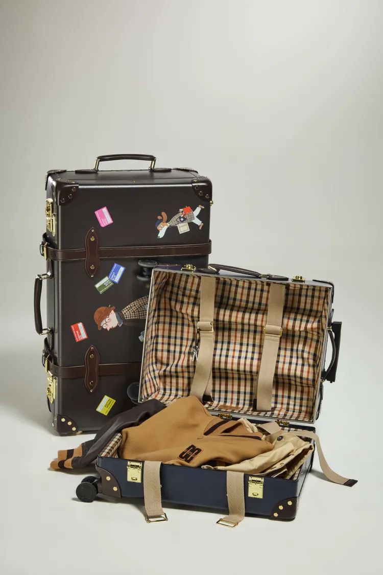 DAKS與Globe-Trotter、插畫家Mr. Slowboy，合作推出手工行李箱。品牌提供