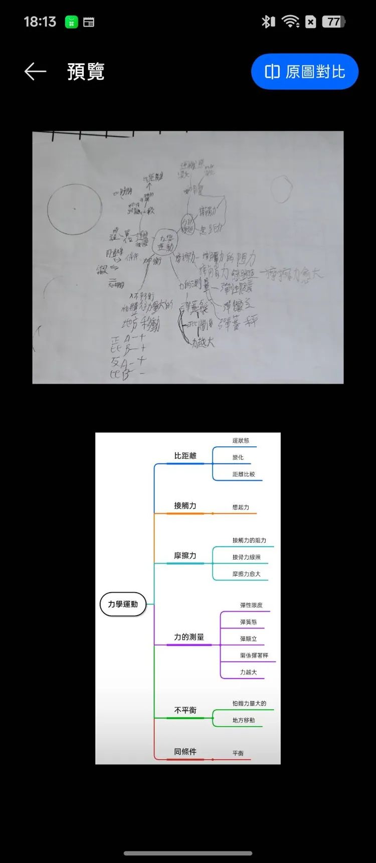 還可以看本來的手稿跟生成後的圖表對照。截圖畫面