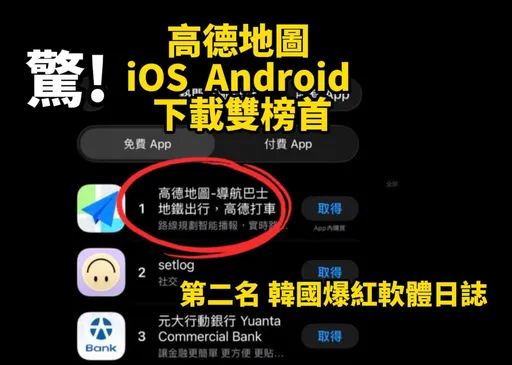 高德地圖涉國安！數發部喊「不排除禁用」　下載量暴增登榜首