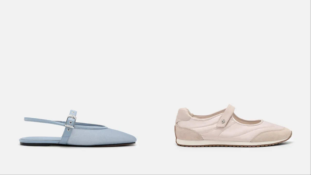 PEDRO Agnes芭蕾舞平底鞋（左）2390元、Romy緞面運動鞋（右）3190元。品牌提供