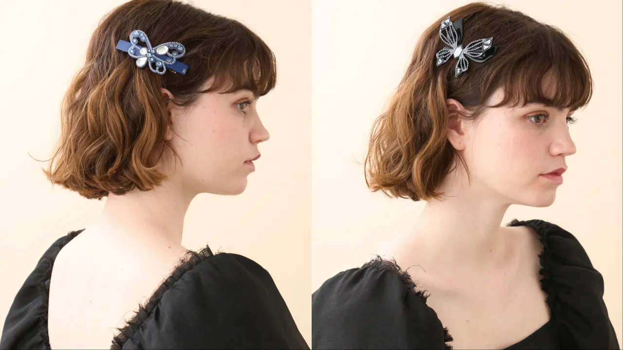 亞歷山卓晶燦蝴蝶仕女夾（左）、晶燦鳳蝶豆扣夾（右），各9900元。品牌提供