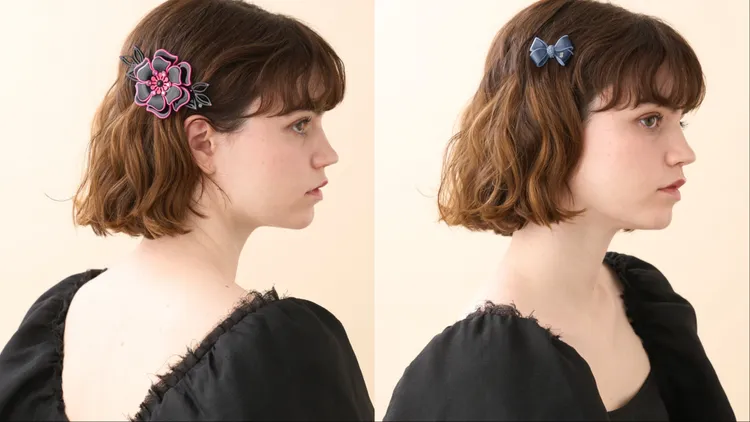 亞歷山卓生命之花仕女夾（左）8200元、晶釦雙耳蝴蝶結豆扣夾（右）5900元。品牌提供