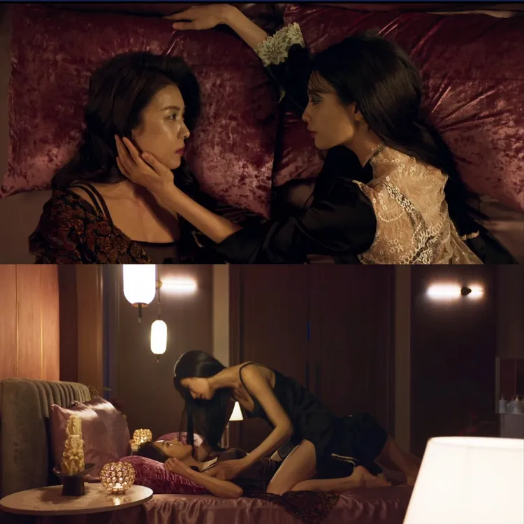 河智苑（左）劇中與Nana激戰，有精采「劇中劇」床戲。翻攝friDay影音