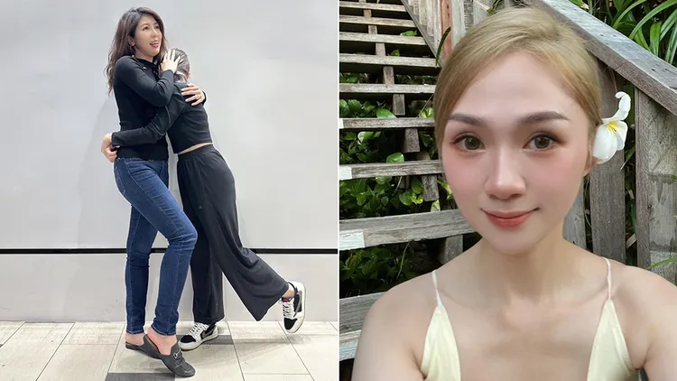 李怡貞（左圖左）曾與馮語婷（右圖）相擁合照，並稱讚她像洋娃娃一樣精緻。左李怡貞臉書、右馮語婷臉書