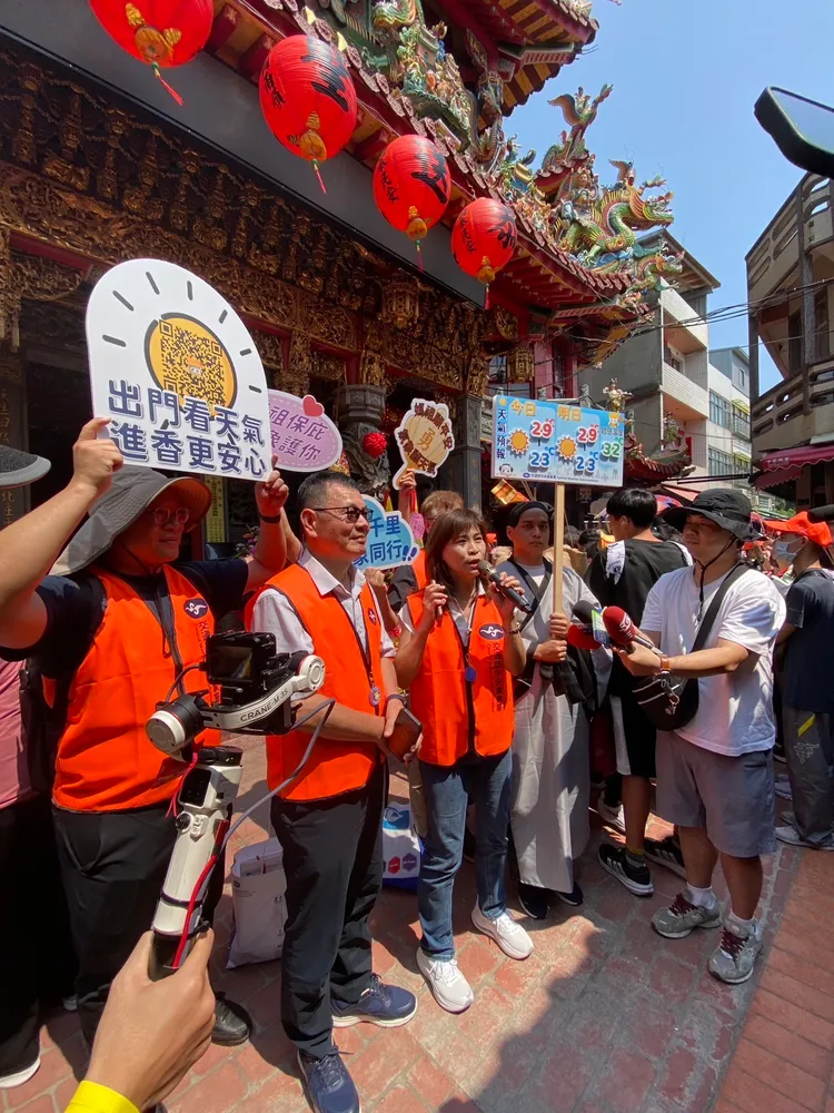 白沙屯媽祖進香活動今日晚間23時起駕，氣象署署長呂國臣帶領團隊進行氣象播報。氣象署提供