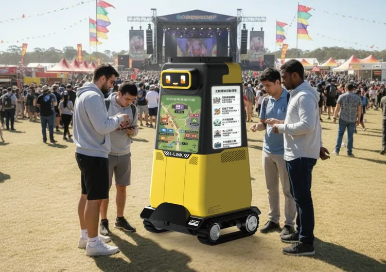 中原大學「CUBE-SQUAD」大型活動智慧自走服務系統提升公共場的運作效率。業者提供