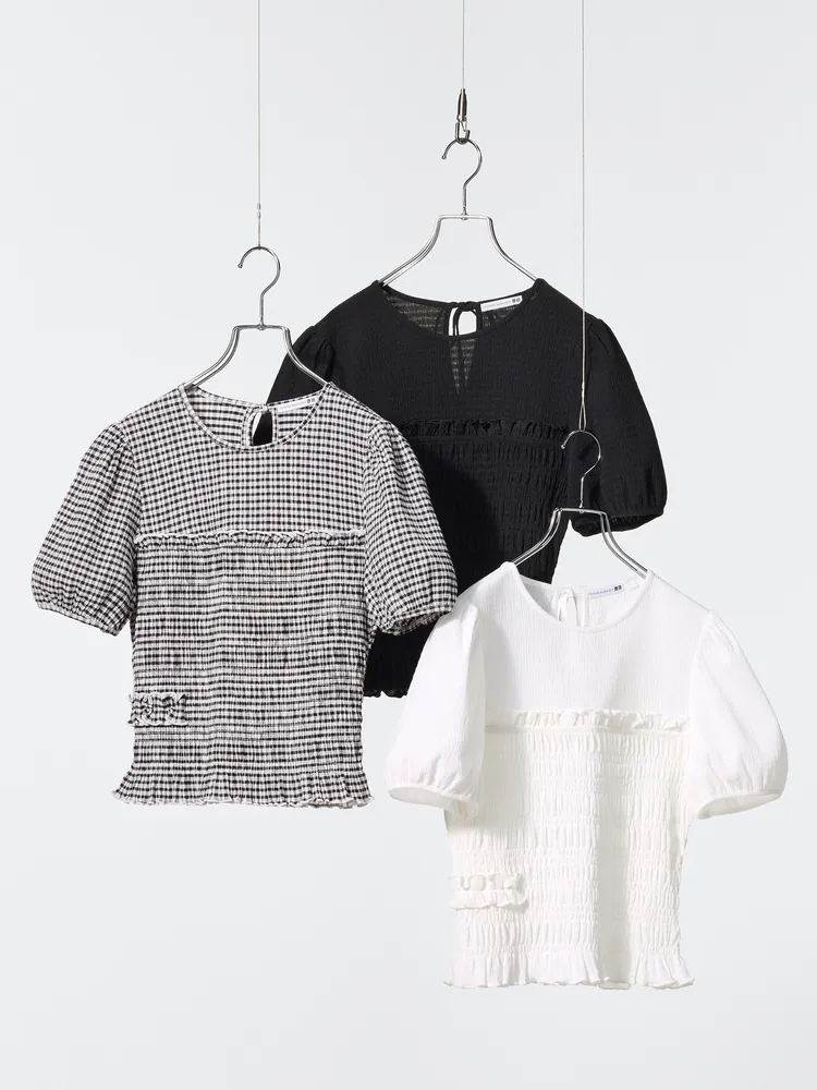 UNIQLO and Cecilie Bahnsen 2026春夏聯名系列女裝壓褶澎袖T恤（短袖），各790元。品牌提供