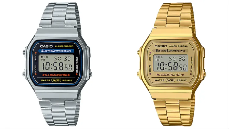 CASIO VINTAGE A168WA-1錶款（左）735元、A168WG-9W錶款（右）1575元。品牌提供