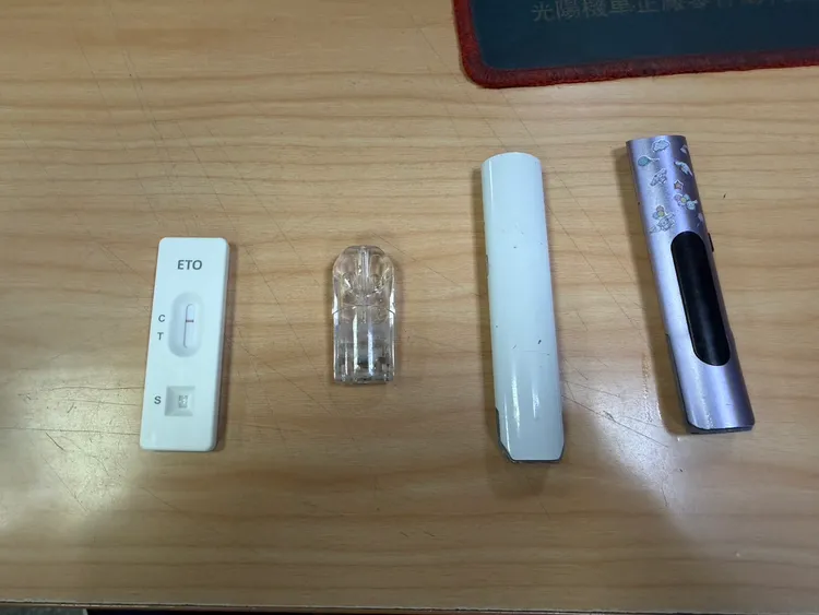 陳男經唾液毒品快篩後呈現陽性反應。翻攝畫面