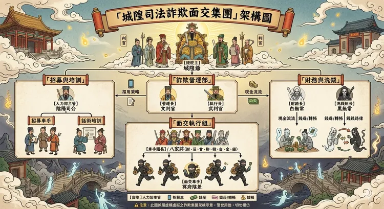 呂姓主嫌詐團的城隍爺組織架構圖。民眾提供