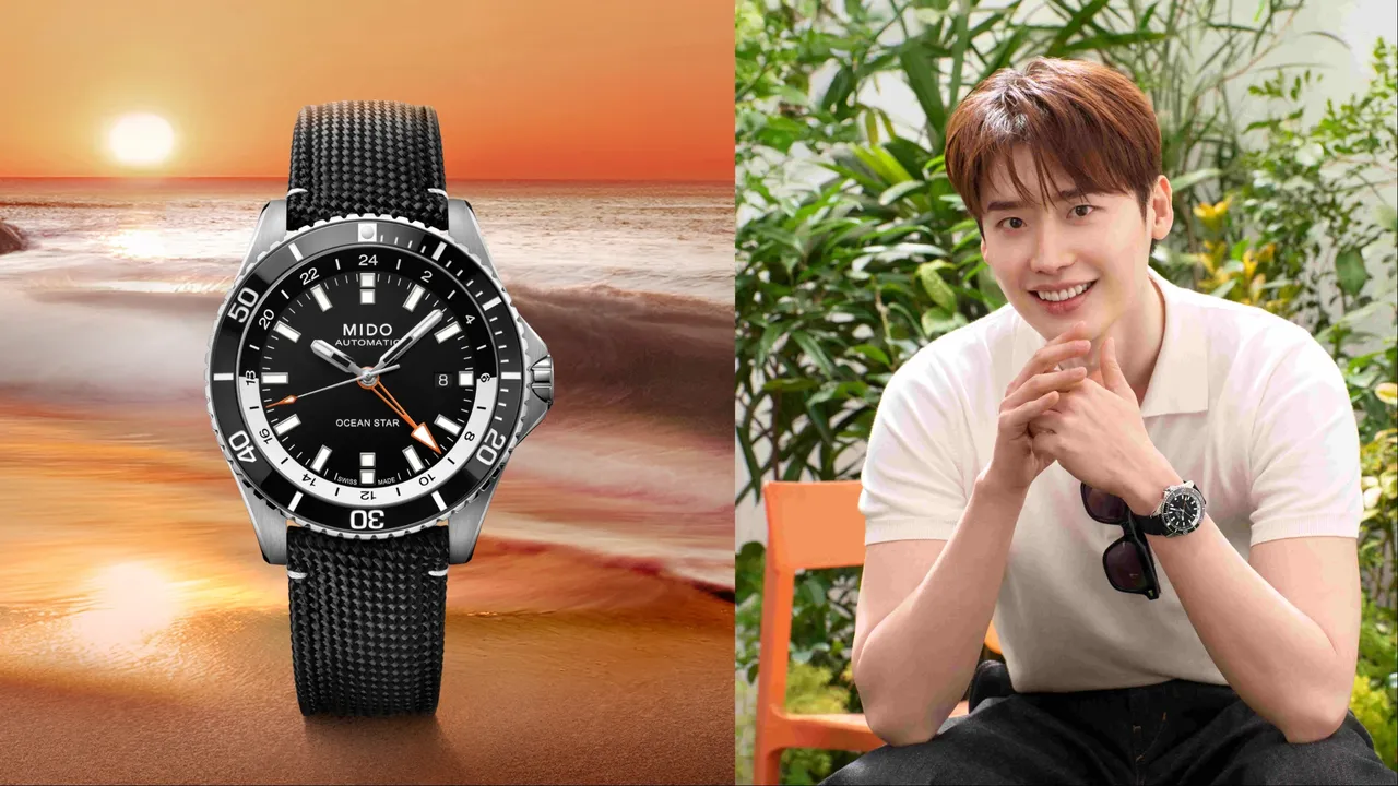 MIDO代言人李鐘碩搶先上手Ocean Star GMT雙時區腕錶新作。品牌提供