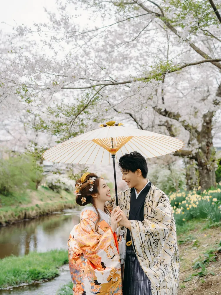 滿滿櫻花為陳天仁婚紗照增添浪漫。翻攝陳天仁IG