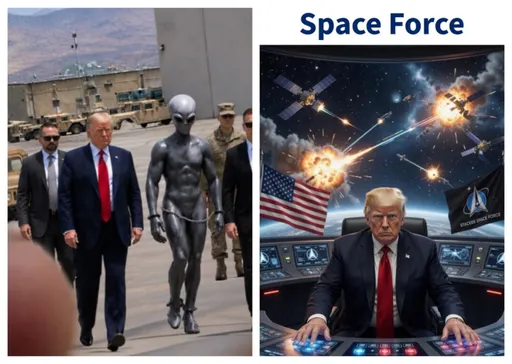 川普狂發AI怪圖！押送外星人上銬　星際指揮官上身？