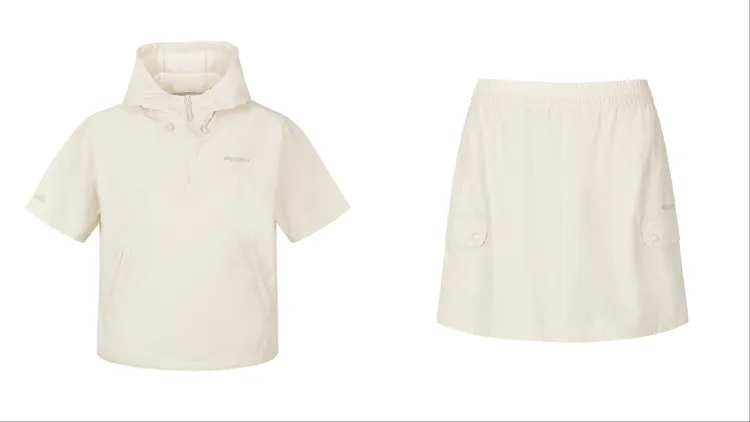 Discovery Expedition Freshvent輕量短袖風衣（左）3790元、Freshvent女版輕量梭織訓練短裙（右）2890元。品牌提供
