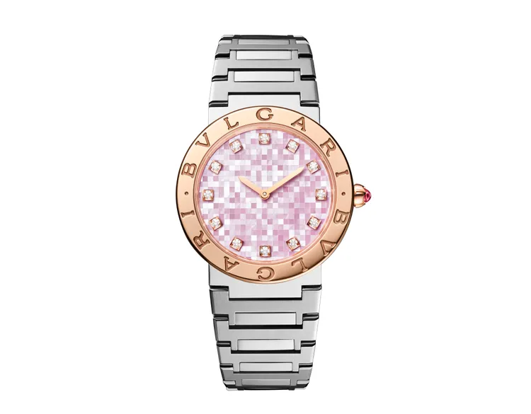 BVLGARI BVLGARI LADY 精鋼與玫瑰金腕錶。品牌提供