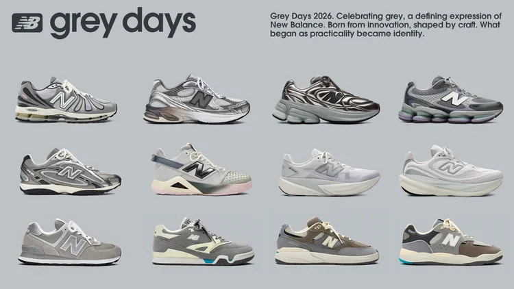 「Grey Days 2026」共將12款人氣鞋型換上標誌性的「元祖灰」限定外衣。品牌提供