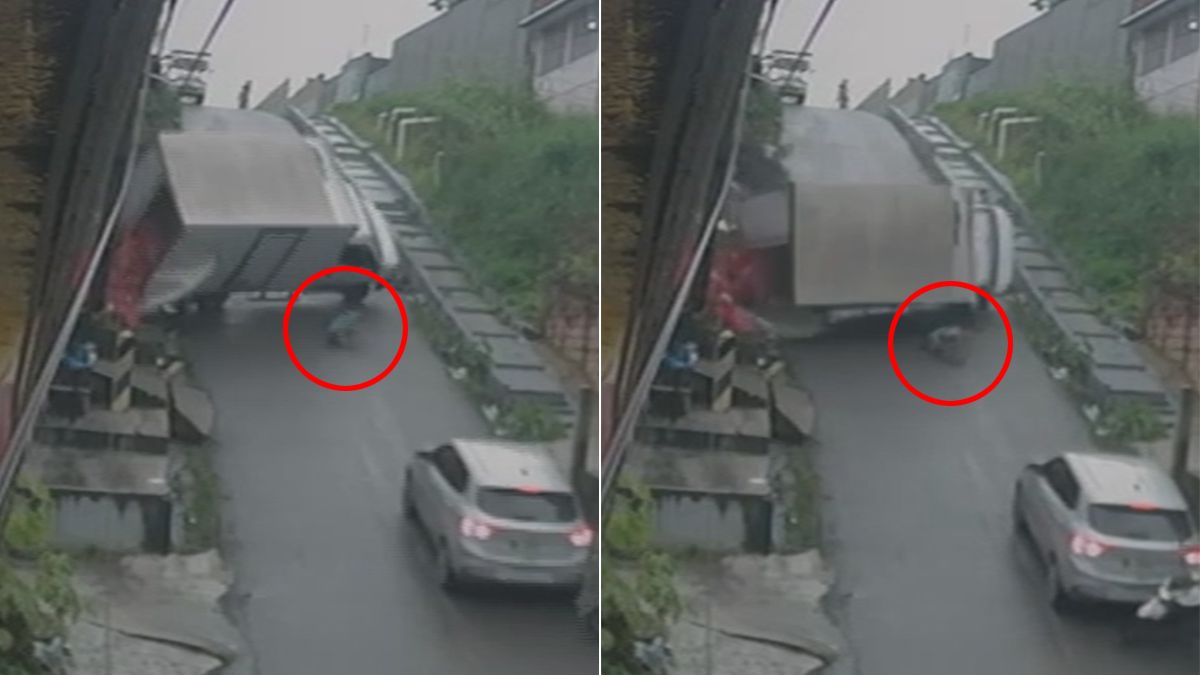 驚險影片|貨車上坡突變倒退嚕 他摔車外神反應躲過車廂重擊