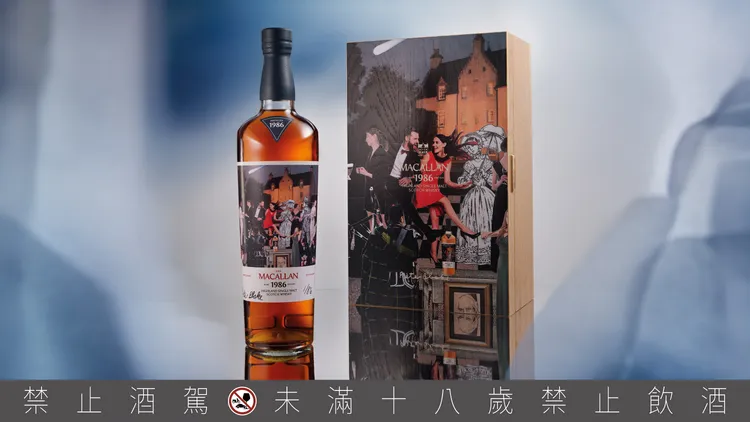 Sir Peter Blake《音樂室》以其標誌性的普普藝術拼貼語彙，構築出麥卡倫精神象徵 Easter Elchies House「八角廳」中的慶典場景。業者提供