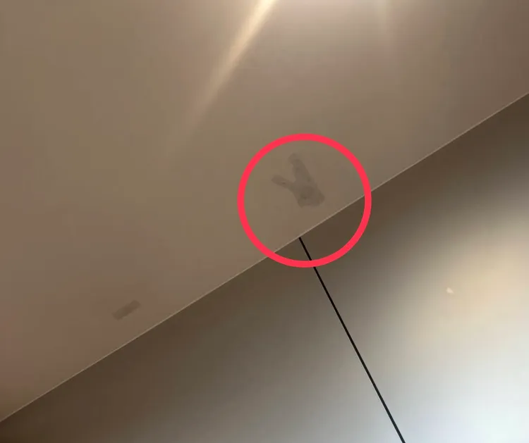 有消費者PO照指控聖宜診所桃園店天花板疑似有錄影設備拆除的痕跡。翻攝自Threads