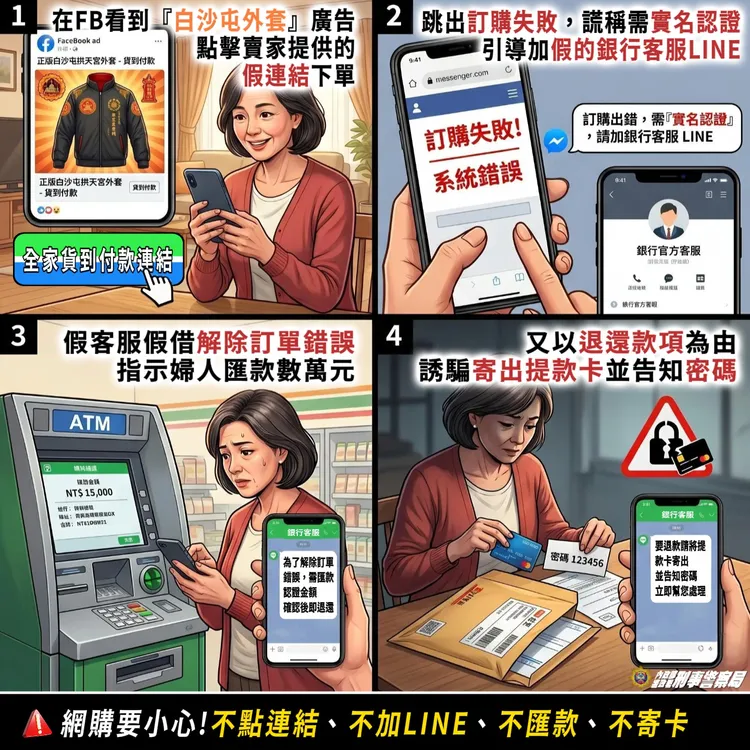 警方宣導請民眾防範網購詐騙陷阱。翻攝畫面