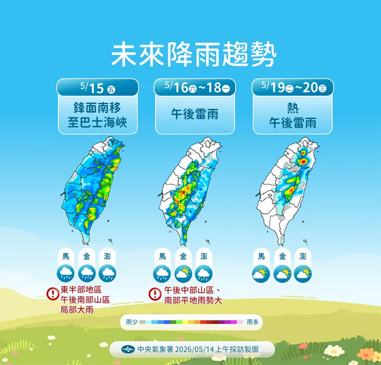 降雨趨勢。氣象署提供