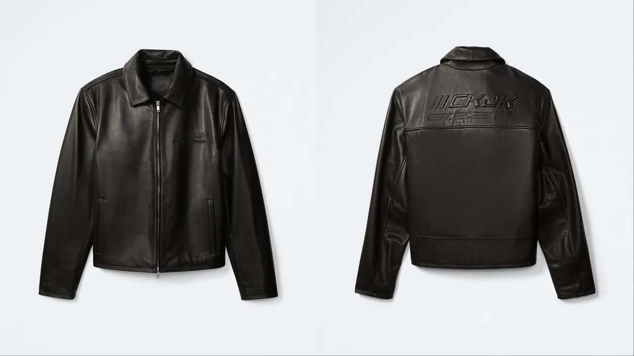 Jung Kook for Calvin Klein限量聯名系列皮革賽車風夾克，2萬1580元。品牌提供