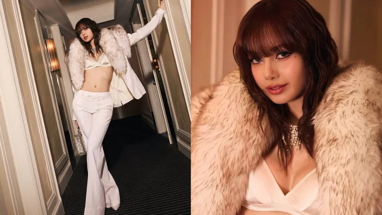 Lisa以火辣絲緞內衣造型現身派對。翻攝Lisa IG