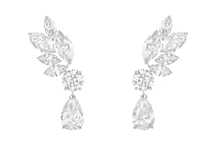 PIAGET Treasures 系列18K白金高級珠寶鑽石耳環。品牌提供