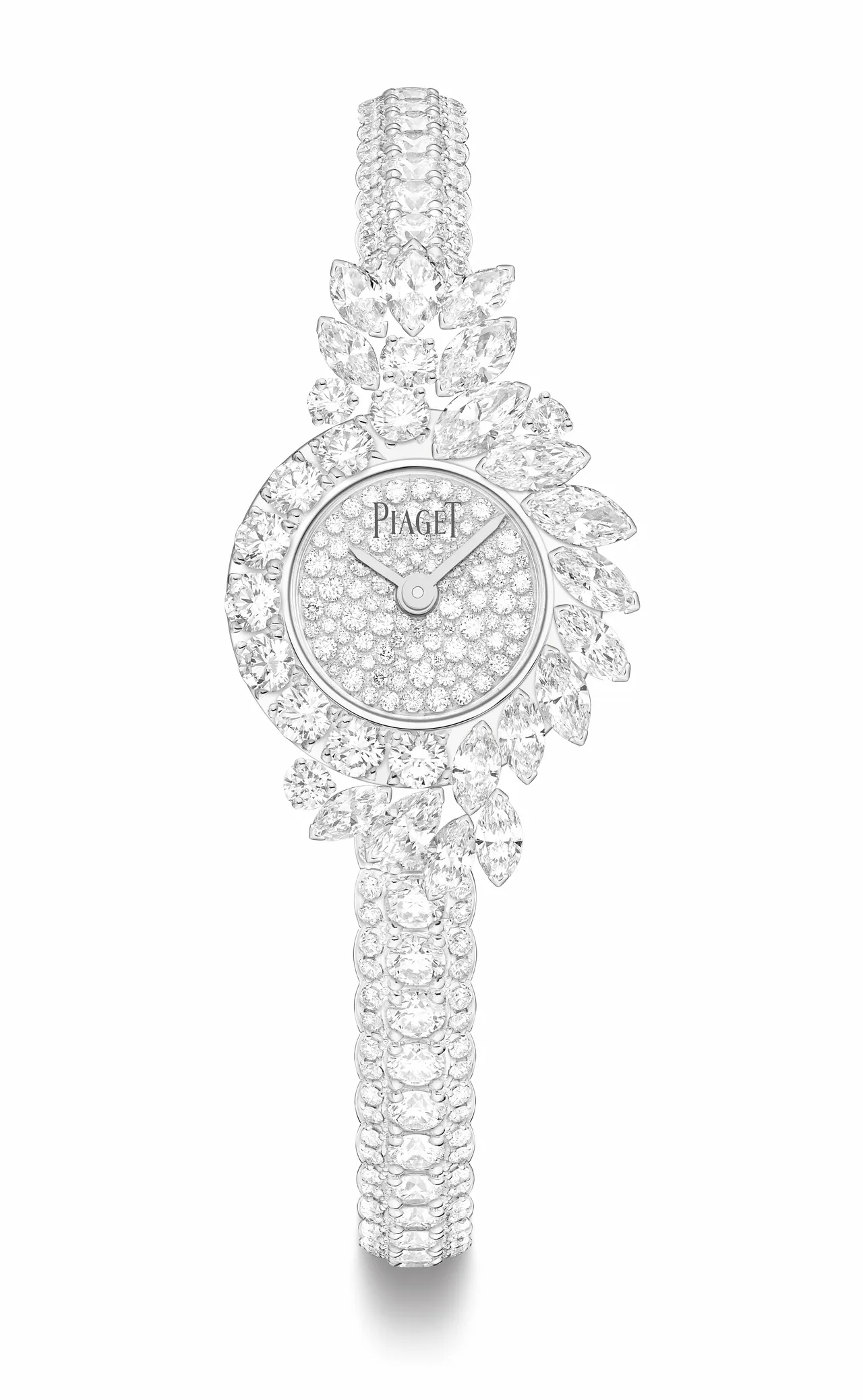 PIAGET Treasures 系列18K白金高級珠寶鑽石腕錶。品牌提供