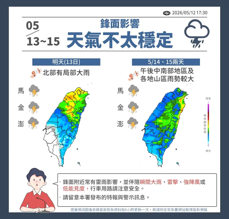 天氣提醒。氣象署提供