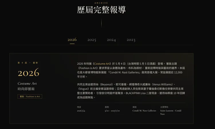 Met Gala專頁上有歷屆完整報導。