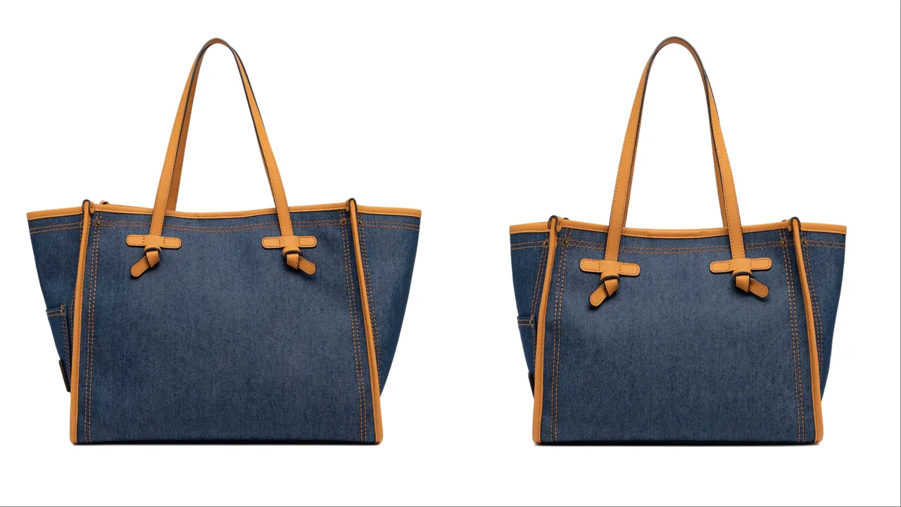 Gianni Chiarini Marcella大型丹寧托特包（左）1萬800元、中型丹寧托特包 （右）9800元。品牌提供