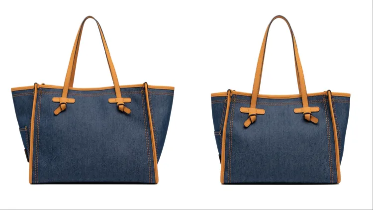 Gianni Chiarini Marcella大型丹寧托特包（左）1萬800元、中型丹寧托特包 （右）9800元。品牌提供