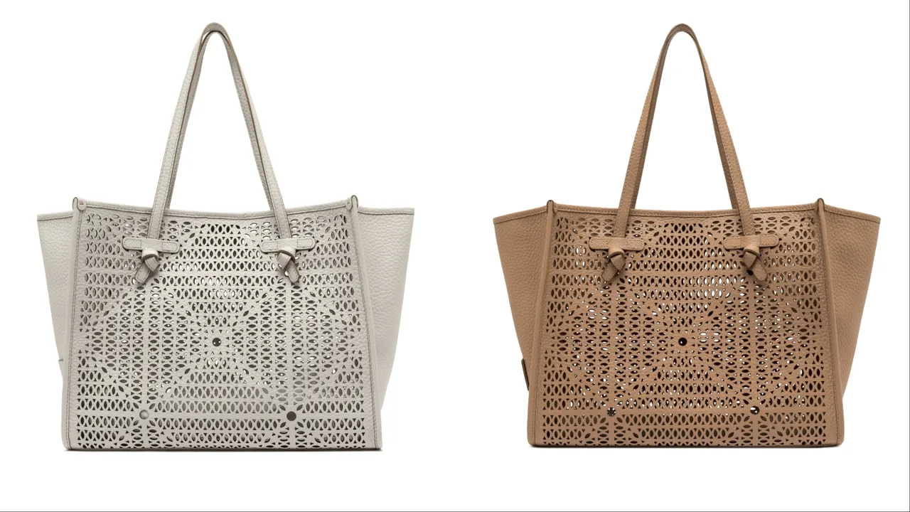 Gianni Chiarini  Marcella大型牛皮雕花托特包，各1萬9800元。品牌提供