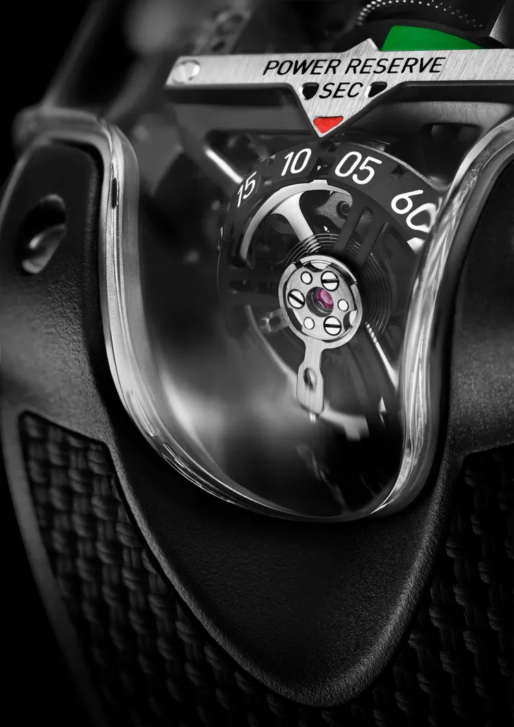 HUBLOT MP-10雙垂直上鍊陀飛輪腕錶陀飛輪。品牌提供