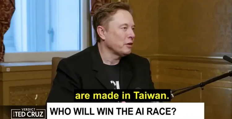 馬斯克承認誰拿下台灣就會稱霸全球AI。翻攝X