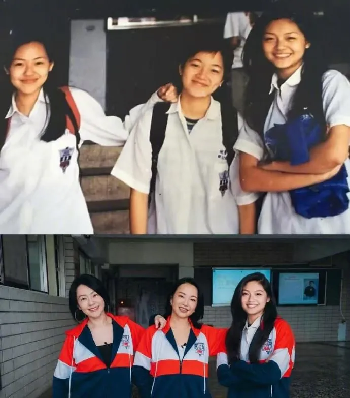 大小S及阿雅隔30年的母校合照對比。翻攝阿雅微博