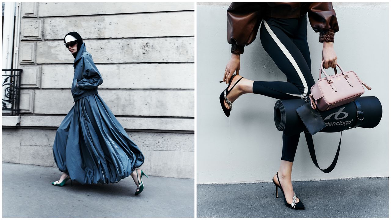 BALENCIAGA夢幻聯名Manolo Blahnik 手工縫製萊茵石葉片綴美鞋