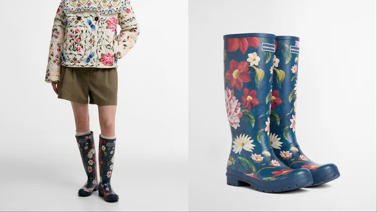 Barbour x FARM Rio 2026春夏聯名系列Wild Flower威靈頓長筒雨靴，7800元。品牌提供