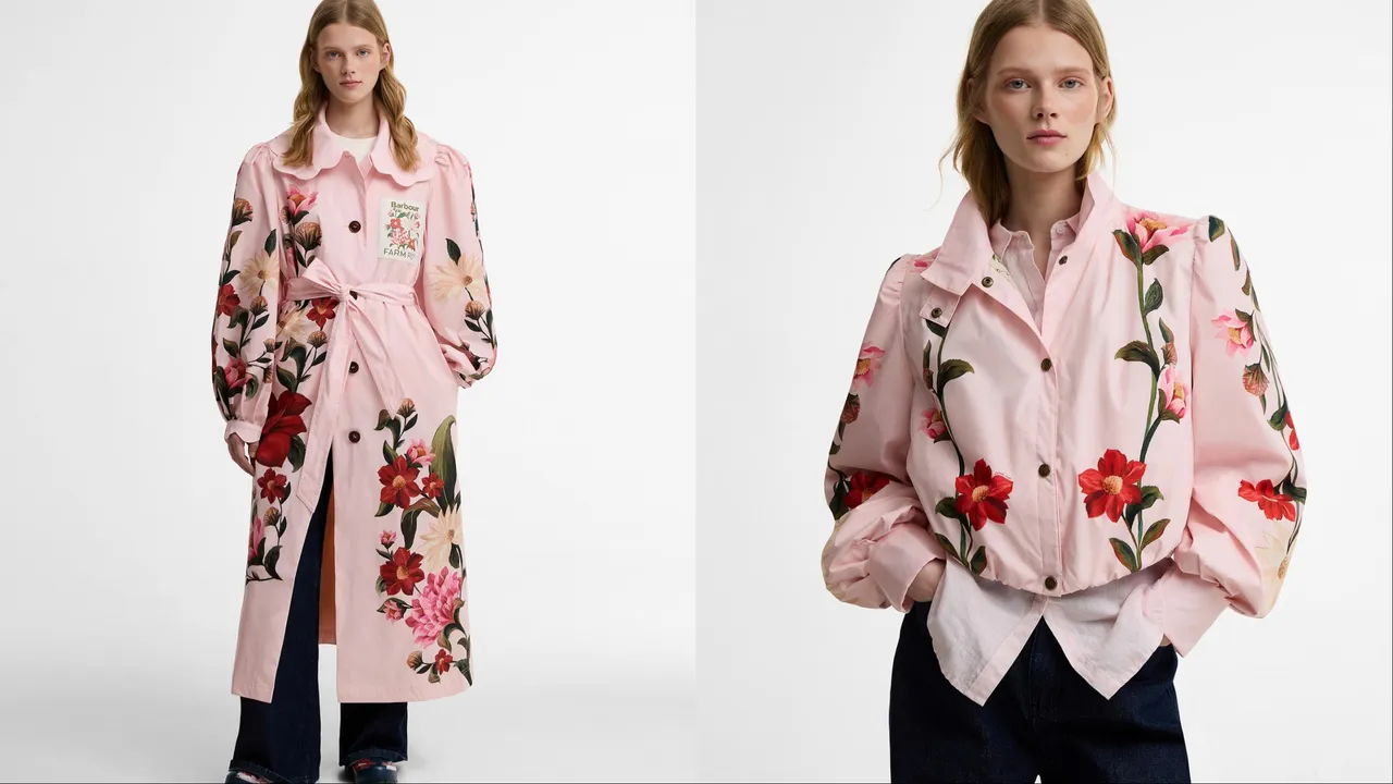 Barbour x FARM Rio 2026春夏聯名系列Bromelia防潑水長版風衣 （左）2萬5600元、Madalena防潑水外套 （右）1萬6000元。品牌提供