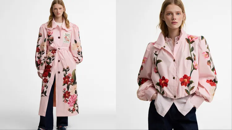 Barbour x FARM Rio 2026春夏聯名系列Bromelia防潑水長版風衣 （左）2萬5600元、Madalena防潑水外套 （右）1萬6000元。品牌提供