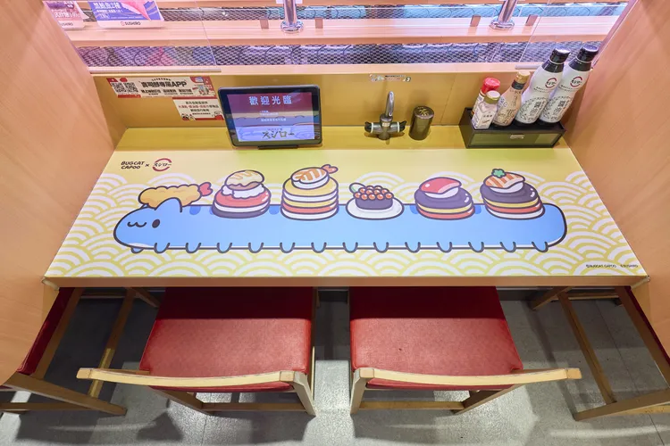 壽司郎此次也特別打造6家《貓貓蟲咖波》主題限定店。業者提供