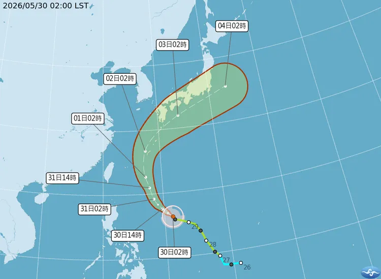 薔蜜颱風預估下週一、二通過琉球群島後，再轉向東北，朝日本方向前進。中央氣象署