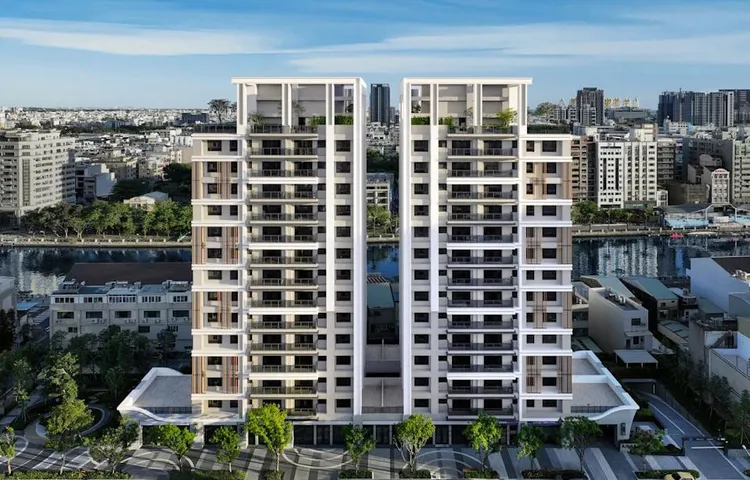 光洲推案足跡遍台中、嘉義、台南、高雄與屏東，圖為位於南市指標案「光洲湖美」。光洲提供