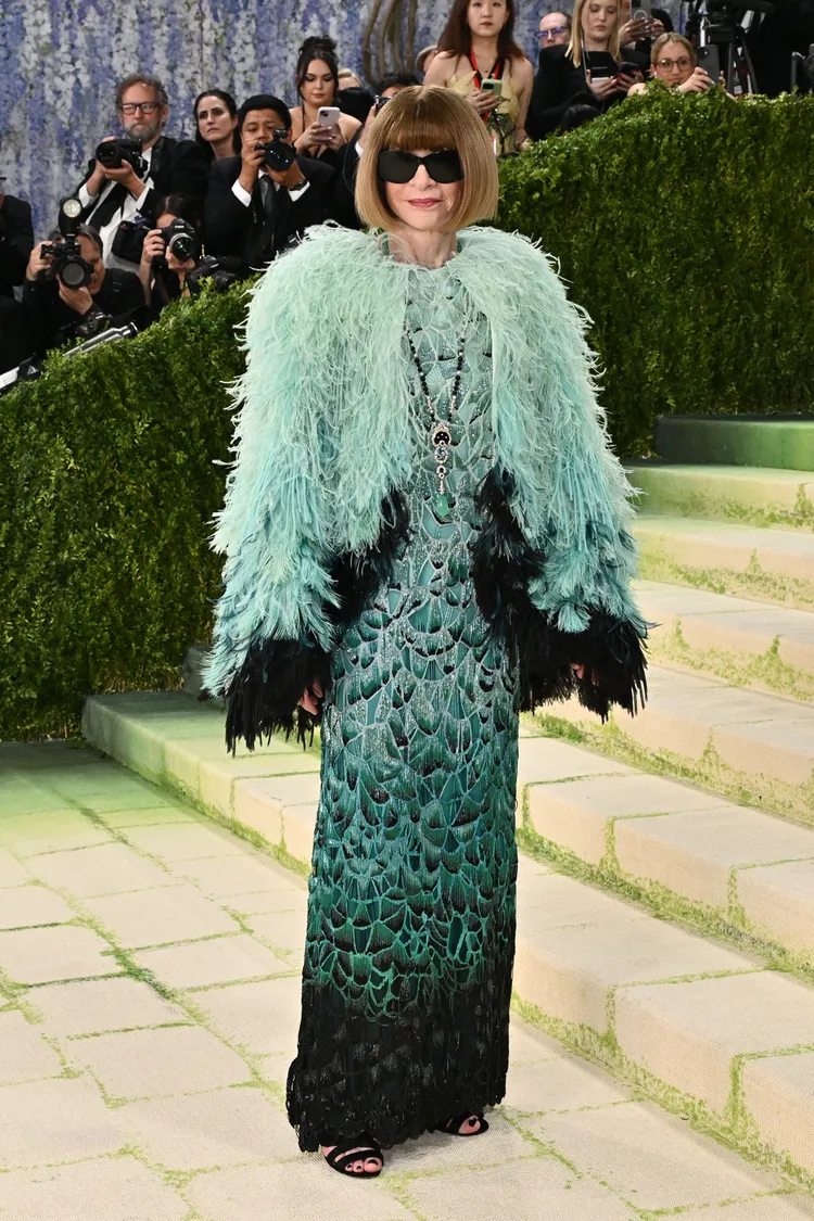 《VOGUE》全球首席內容官Anna Wintour，身著香奈兒現身。美聯社