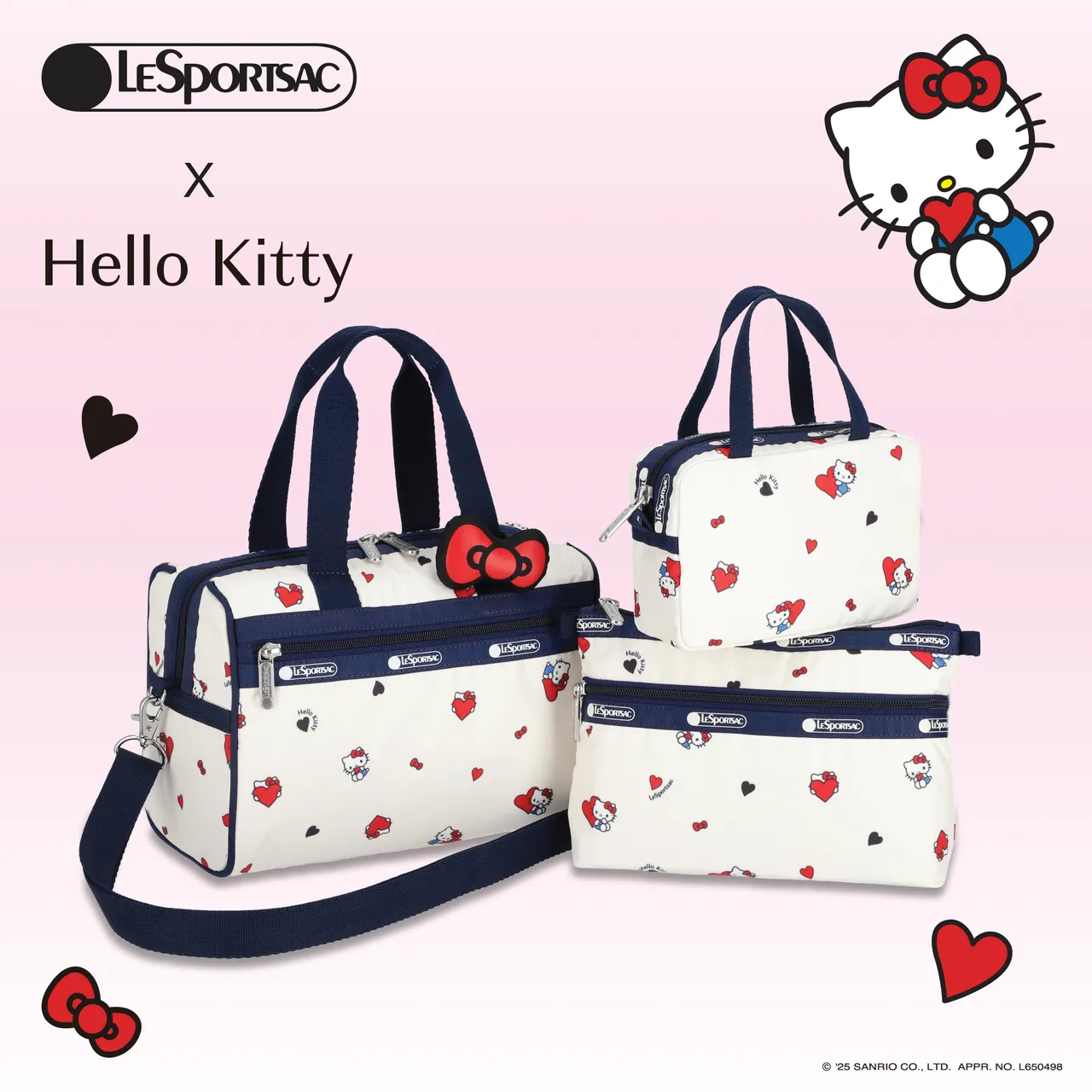 全新印花「Heart to Heart心語呢喃」呈現出Hello Kitty擁抱愛心的療癒神態。品牌提供