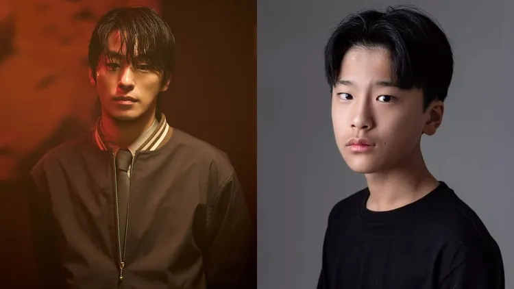14歲童星崔宇鎮（右圖）片中飾演具教煥的童星，由於長得太像，被懷疑是AI生成。車庫娛樂提供、翻攝IG