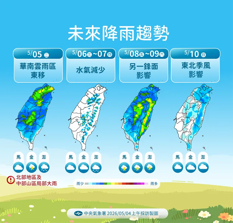 降雨趨勢。氣象署提供