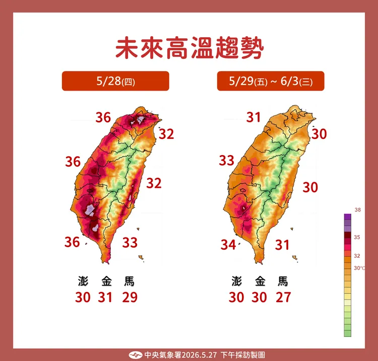 未來高溫。氣象署提供